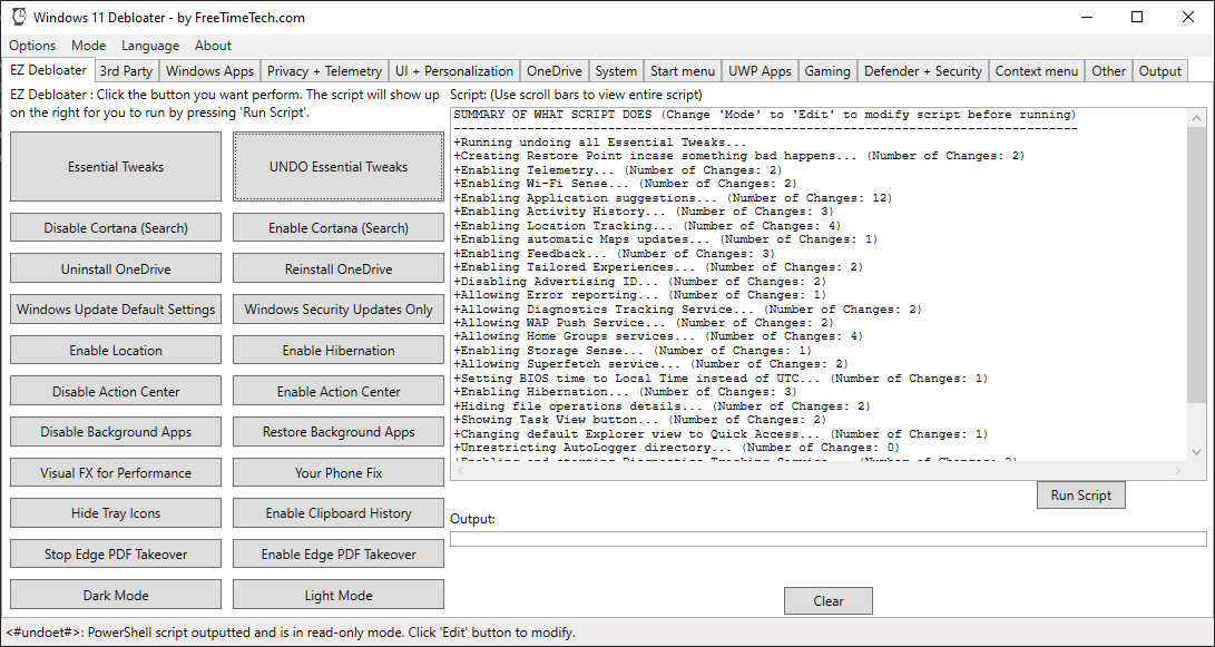Windows 11 Debloater Tool  Debloat GUI (Updated July 12, 2022! V1.6) - FreeTimeTech